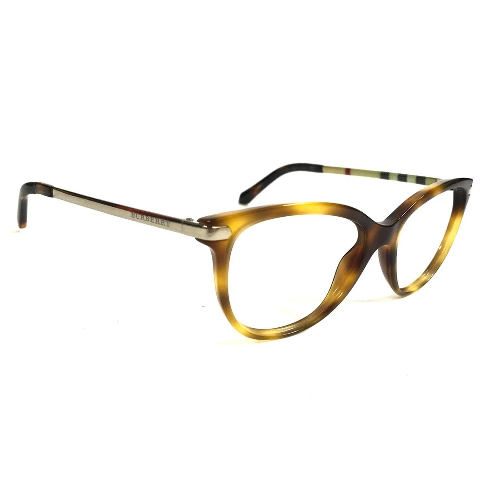 Burberry Eyeglasses Frames B2280 3316 Yellow Tortoise Gold Cat Eye 52-16-140